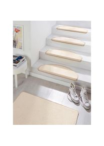 Hanse Home Stufenmatte &raquo;Fancy&laquo;, halbrund, Kurzflor,Farbauswahl, 15 St&uuml;ck,Treppenbelag, Uni, Farbliche Kettelung, Teppiche, 50801993-22 beige 7 mm