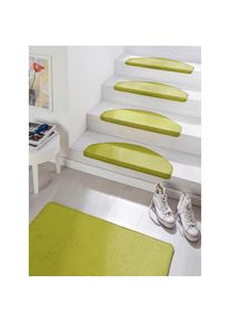 Hanse Home Stufenmatte &raquo;Fancy&laquo;, halbrund, Kurzflor,Farbauswahl, 15 St&uuml;ck,Treppenbelag, Uni, Farbliche Kettelung, Teppiche, 56920993-22 gr&uuml;n 7 mm