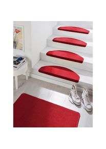 Hanse Home Stufenmatte &raquo;Fancy&laquo;, halbrund, Kurzflor,Farbauswahl, 15 St&uuml;ck,Treppenbelag, Uni, Farbliche Kettelung, Teppiche, 45173483-22 rot 7 mm