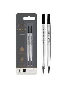 Parker Ersatzminen für Tintenroller | mittlere Spitze | schwarze QUINK Tinte | 2 Stück