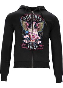 Acerbis SP Club, zip hoodie , color: Black/Pink/Light Blue , size: XL