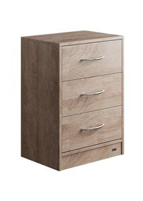 Casaria® Table de chevet Eloise chêne 54x39x28cm 3 tiroirs