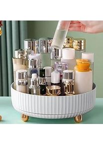 Make-up-Parfüm-Organizer, um 360 Grad drehbare Kosmetik-Schreibtischaufbewahrung, Lotion-Vitrine, rundes Geschenktablett mit großem Fassungsvermögen, für Ihren