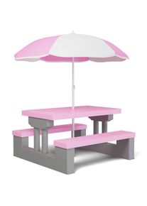 Spielwerk® Set di sedute bambini tavolo e ombrellone rosa 67cmx41cm