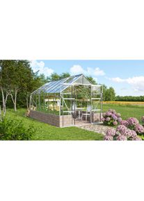Vitavia Gewächshaus »Cassandra 11500«, Alu-Profile, Trockenmauersteine, 3 mm Sicherheitsglas, 4230430925-0 silberfarben B/H/T: 257 cm x 248,9 cm x 447,5 cm