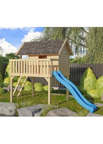 Akubi Spielturm &raquo;Fidel&laquo;, (Set, 2 tlg.), BxTxH: 198x243x329,5 cm, mit Rutsche in blau, 6622381371-0 beige