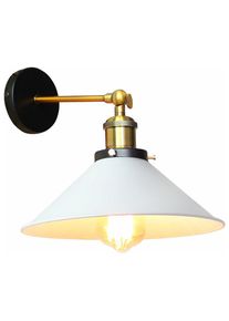 Applique Murale Vintage Industrielle E27 Lampe de Plafond en Métal Plafonnier en Forme Chapeau Réglable pour Salon Couloir Bar - 26cm Blanc - Blanc