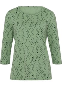 Damen 3/4-Arm-Shirt mit grafischem Allover-Muster eucalyptus-moos Gr&ouml;&szlig;e 44