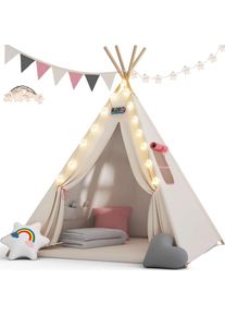 Spielwerk® Tenda teepee per bambini bianco/rosa 160x130x130cm