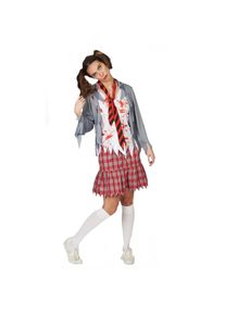Ragazza Zombie da Scuola - Costume da Donna - 32/34 - Grigio/Rosso