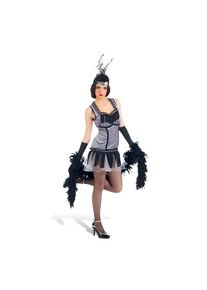 Abito da Cabaret con Fascia per Capelli - Costume Donna - L - Nero/Grigio