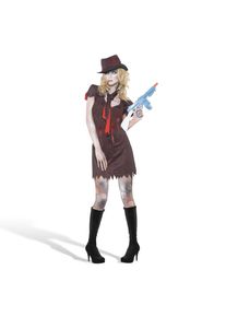 Costume da Sposa Gangster Zombie - L - Nero/Rosso