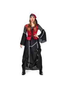 Pirata Española - Disfraz para Mujer - M - Negro/Rojo