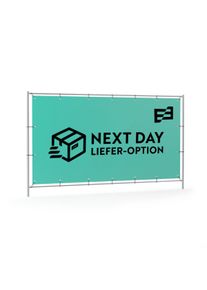Construction site fence banner | 340 x 173 cm | hemmed & eyeleted | fence tarpaulins frontlit or mesh | design your own scaffolding advertising