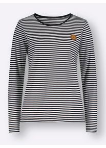Dames Gestreept shirt met lange mouwen in zwart/wit gestreept ,maat 36, WITT, 50% Katoen, 50% Modal