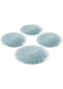 Home Affaire Sitzkissen &raquo;Dena&laquo;, (4 St 4-teilig), Sitzauflage, Sitzfell, rund, &Oslash; 35 cm, Kunstfell, Esszimmer, Wohnzimmer, 2805593065-41 blau 4 St.