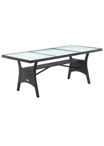 Casaria® Tavolo da giardino Takeo nero polyrattan vetro 190x90x74cm