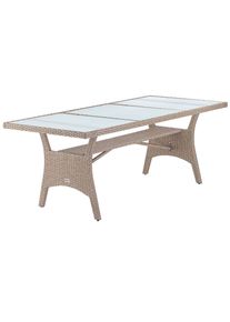 Casaria® Tavolo da giardino Takeo crema polyrattan vetro 190x90x74cm