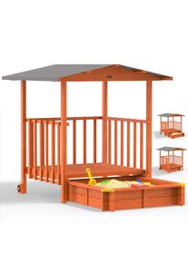 Spielwerk® Sabbiera per bambini Merle con tetto e veranda UV 50+