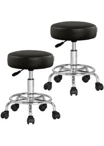 Casaria&reg; Sgabello girevole 360&ordm; set di 2 nero altezza regolabile