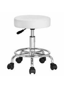 Casaria&reg; Sgabello girevole altezza regolabile bianco 56x56x46-61cm