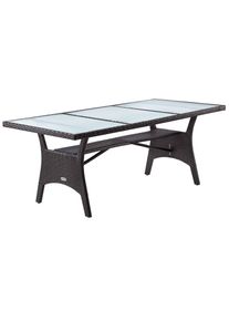 Casaria® Tavolo da giardino Takeo marrone polyrattan vetro 190x90x74cm
