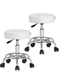 Casaria&reg; Sgabello girevole 360&ordm; set di 2 branco altezza regolabile