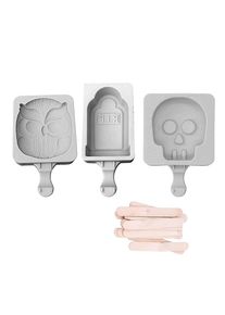 maskworld Set di stampi per ghiaccioli in silicone pietra tombale, gufo, teschio set di 3