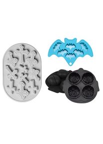 maskworld Halloween silicone moulds set crosses, brains, bats for baking, for chocolates and ice cubes 3 pcs.