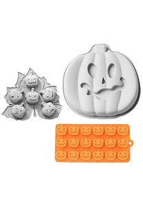 maskworld Halloween silicone moulds set pumpkins for baking, for chocolates, gummy bears and ice cubes, set of 3
