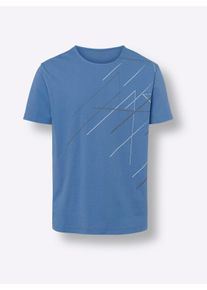 Heren Vrijetijdsshirt in middenblauw ,maat 44/46, WITT, 100% Katoen