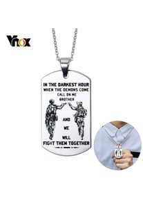 Vnox Personalized Stainless Steel Fraternal Dog Tag for Men Motorcycle Army Solier Brothers Tough Man BFF Necklaces Custom Gift