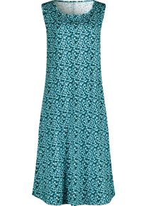 Jurken set, Dames, Maat 46, Turquoise bedrukt + marine, Mouwloos, Meerkleurig patroon, Jersey, Knielang