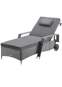 Casaria® Sdraio da giardino grigio/antracite polyrattan 193x90x43cm
