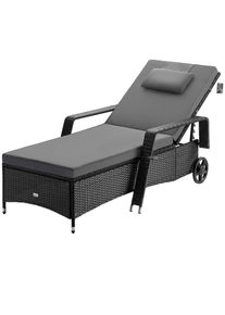 Casaria® Sdraio da giardino antracite polyrattan 193x90x43cm