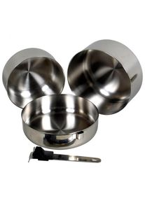 Basic Nature Biwak Edelstahl 1 Kochset Pot (1,1 + 1,8 l, grey)