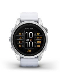 Ceas smartwatch Garmin epix Pro (Gen 2), 42mm, curea silicon Whitestone, Glass, Argintiu
