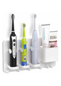 Support de rangement auto-adhésif mural pour brosse à dents électrique pour 3 brosses à dents et dentifrice