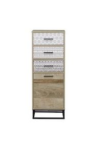 SIT-MÖBEL SIT Möbel Cómoda | 3 cajones, 1 puerta | MDF + lámina decorativa | natural, blanco/negro | marco negro | A 39,5 x P 38 x Alt 106 cm | 11761-95