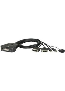 Aten Easy KVM-kapcsoló, 2 portos, 1920 x 1200, DVI aljzat / USB Mini-B aljzat / 2x USB-A aljzat - 2x USB-A dugó / 2x DVI dugó - CS22D