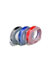Dymo 3 db dombornyomó szalag, Plastic, 9mm x 3m, Fekete / Kék / Vörös - S0847750