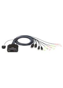 Aten Kábeles KVM-kapcsolók, 4096 x 2160, DisplayPort aljzat / 2x USB-A aljzat / 2x 3,5 mm-es sztereó aljzat - 2x DisplayPort dugó / 2x USB-A dugó / 2x 3,5 mm-es sztereó dugó - CS22DP