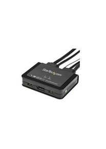 StarTech.com Kábeles KVM-kapcsolók, 3840 x 2160, DisplayPort aljzat / 2x USB-A aljzat / 2x 3,5 mm-es sztereó aljzat - 2x DisplayPort dugó / 2x USB-A dugó / 4x 3,5 mm-es sztereó dugó - SV211DPUA4K