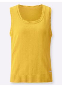 Damen Slip-over van gemêleerd tricot in oker ,maat 36, WITT, 70% Katoen, 30% Polyester