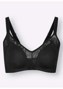 Naturana Damen Minimizer-BH ohne Bügel in schwarz ,Größe 85C, Witt, 81% Polyamid, 19% Elasthan. Spitze: 64% Polyamid, 36% Elasthan