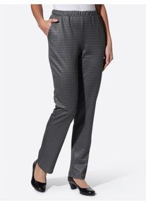 Dames Comfortbroek van jersey, van binnen licht opgeruwd in antraciet/pied-de-poule ,maat 19, WITT, 100% Polyester