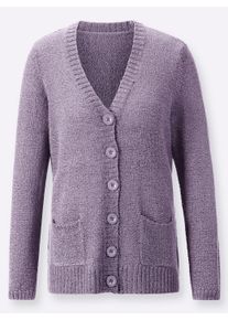 Dames Vest van bouclé in lila gemêleerd ,maat 38, WITT, 93% Polyacryl, 7% Polyester