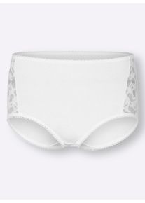 w&auml;schepur Damen Taillenslip mit breitem Spitzen-Einsatz in wei&szlig; ,Gr&ouml;&szlig;e 42, Witt, 95% Baumwolle, 5% Elasthan
