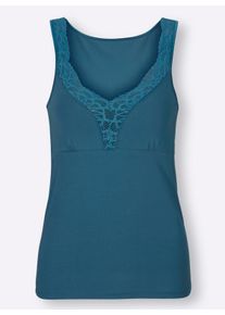 w&auml;schepur Dames Behahemd met elastisch kant in topaas ,maat 38, Witt, 95% Katoen, 5% Elastan