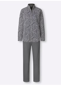 feel good Dames Huispak in antraciet/paars gedessineerd ,maat 52/54, Witt, 75% Polyester, 20% Viscose, 5% Elastan. Broek: 95% Katoen, 5% Elastan